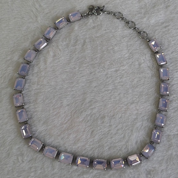 J.Crew Jewelry - J.Crew Aurora Borealis Iridescent Rhinestone Collet Statement Necklace Silver